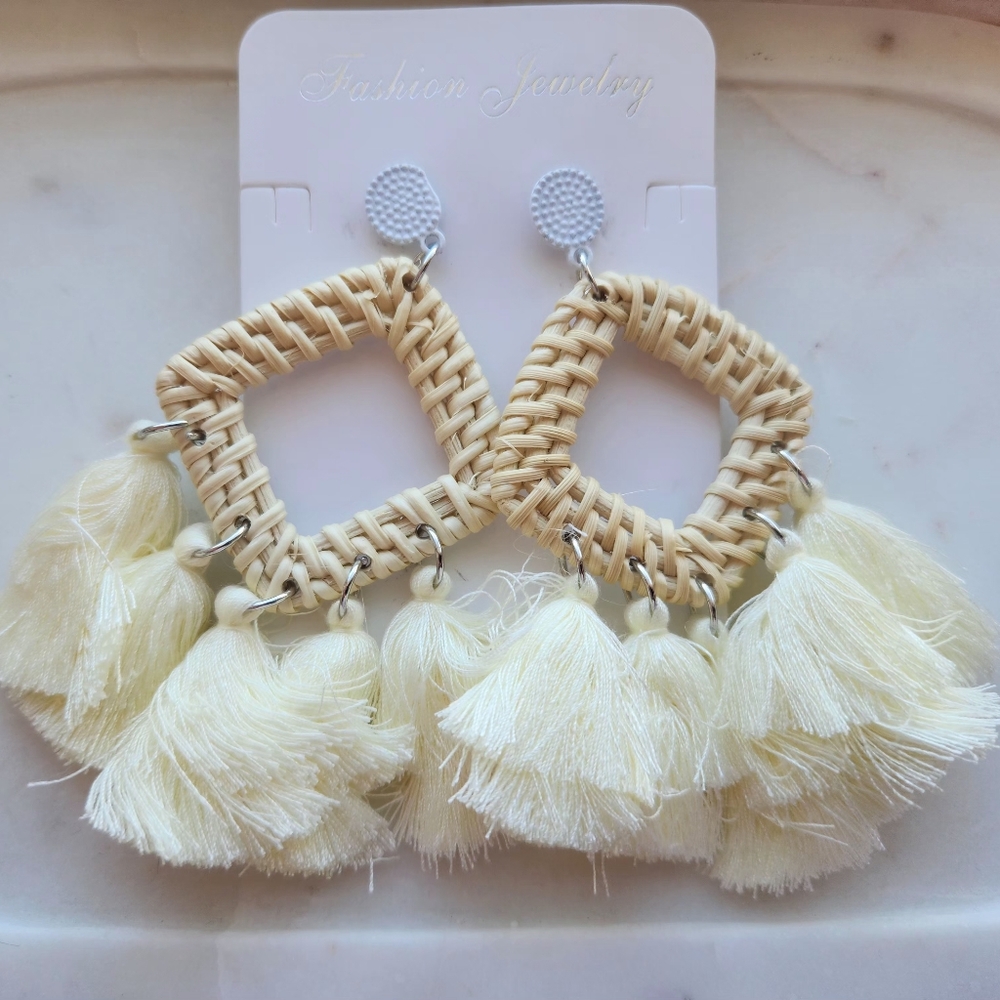 Wicker Tassel Earrings